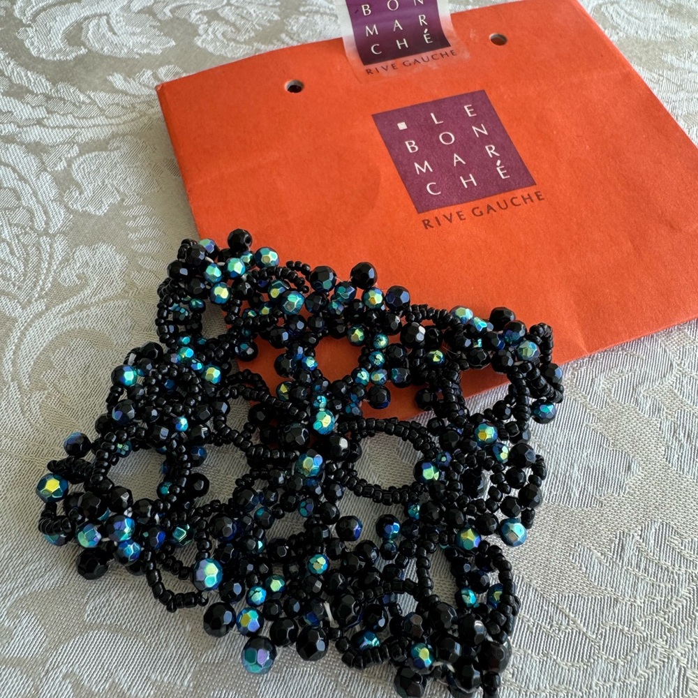 Paris Black Beaded Cuff Bracelet